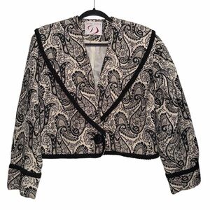 Doncaster Vintage Black and Ivory  Paisley Blazer Tapestry Size 4